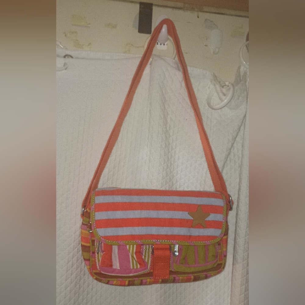 Kipling Colorful Striped Adjustable Strap Crossbody Or Shoulder Bag (EUC)